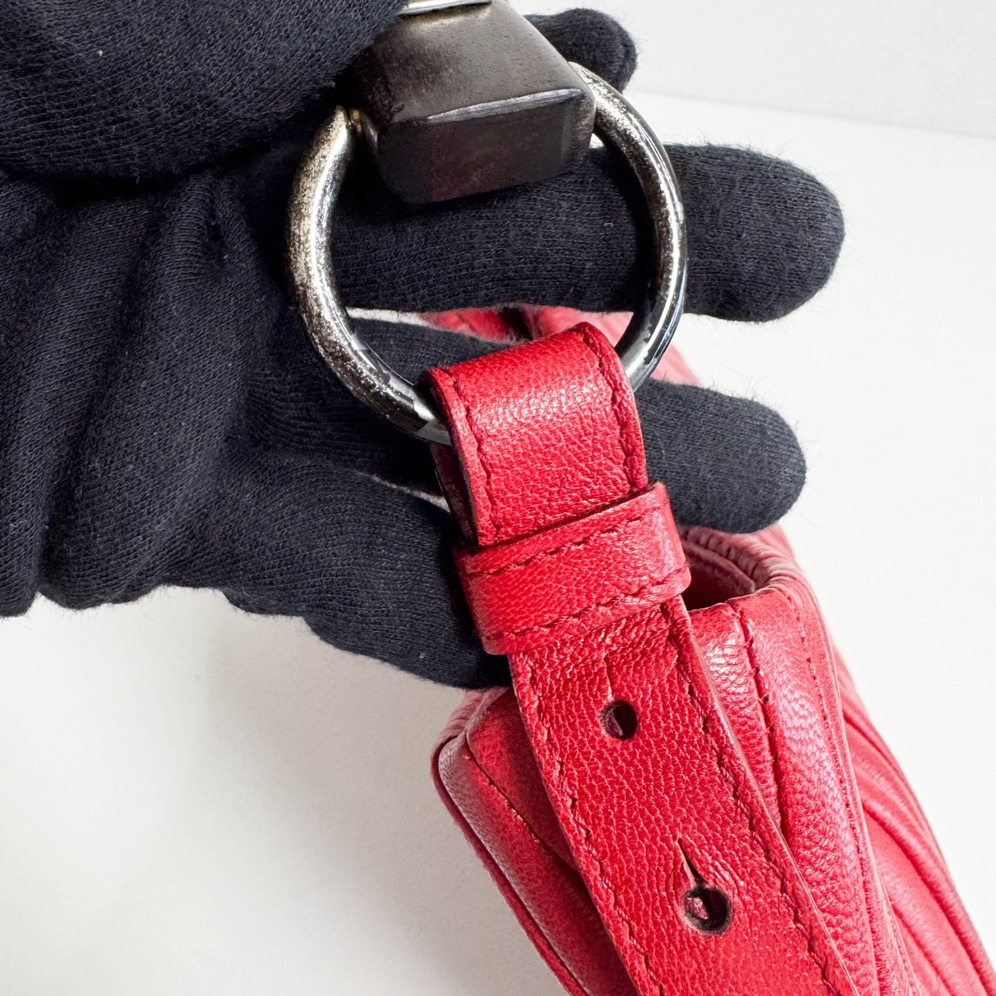 SAINT LAURENT YSL Rive Gauche Lambskin Leather Hand Bag Red, in , Sold by HIVE PRELOVED - Shoulder Bags, ,