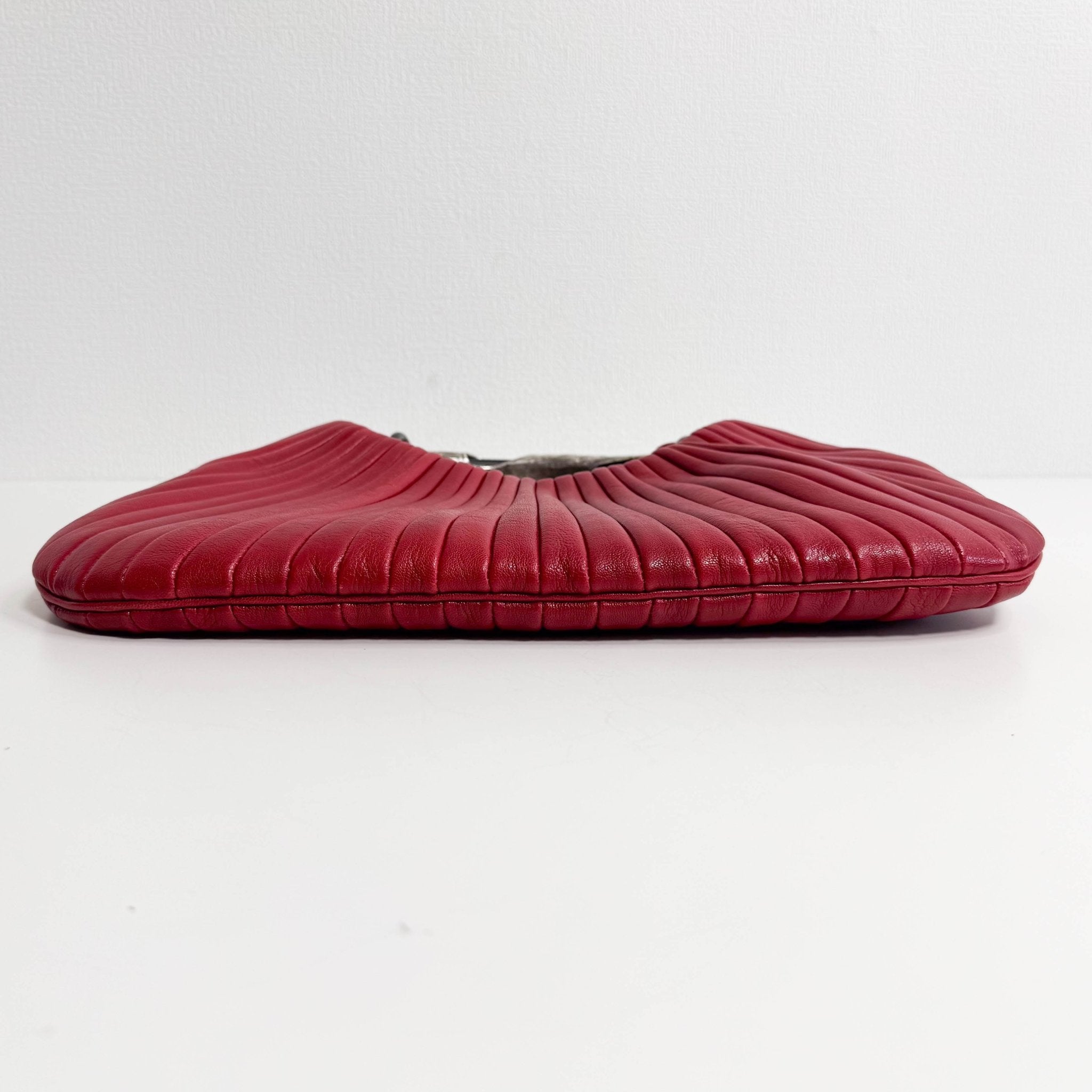 SAINT LAURENT YSL Rive Gauche Lambskin Leather Hand Bag Red, in , Sold by HIVE PRELOVED - Shoulder Bags, ,