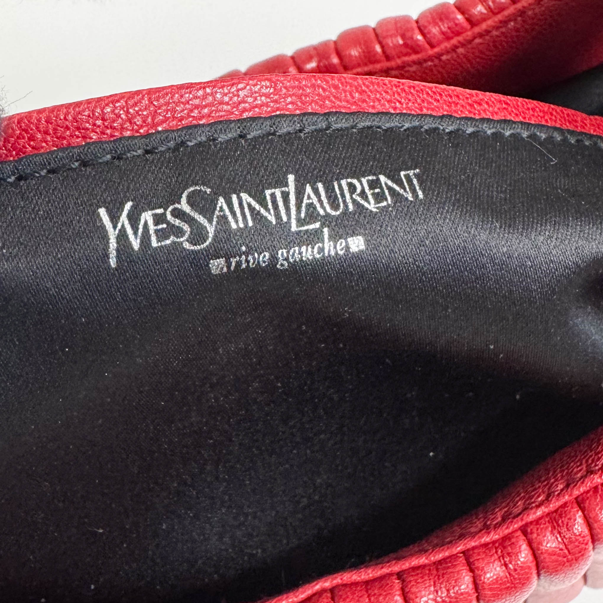 SAINT LAURENT YSL Rive Gauche Lambskin Leather Hand Bag Red, in , Sold by HIVE PRELOVED - Shoulder Bags, ,