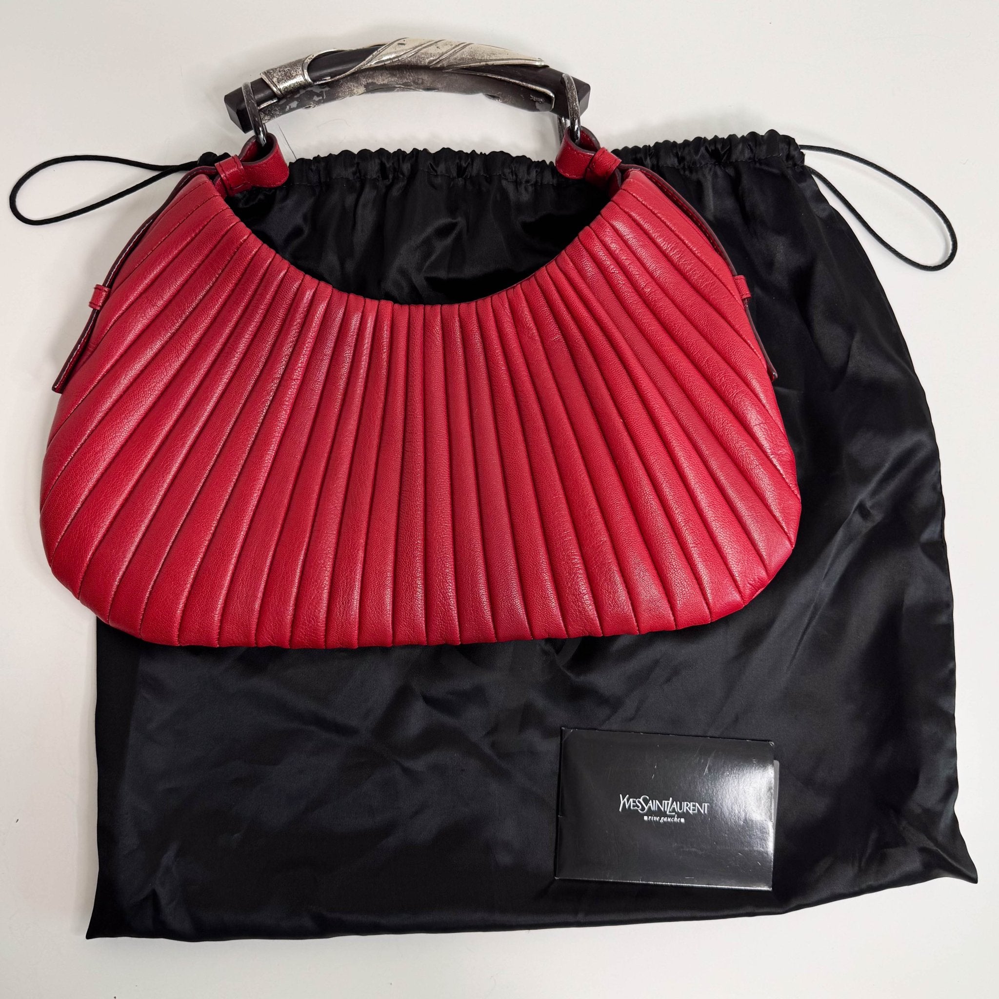 SAINT LAURENT YSL Rive Gauche Lambskin Leather Hand Bag Red, in , Sold by HIVE PRELOVED - Shoulder Bags, ,