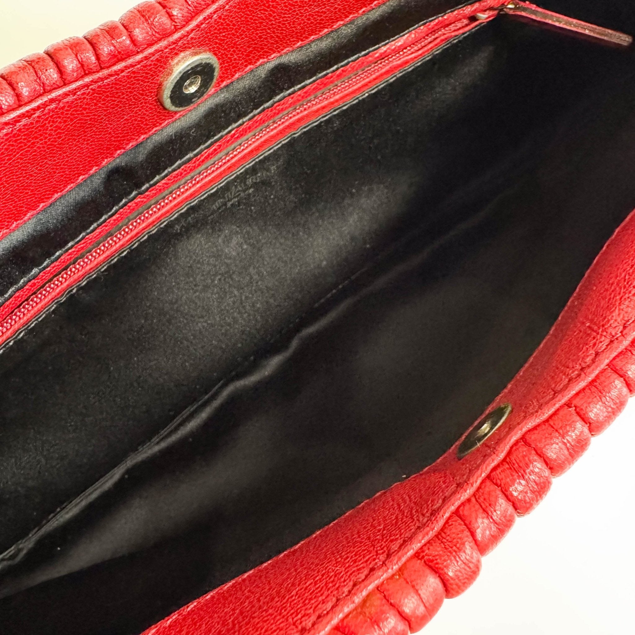 SAINT LAURENT YSL Rive Gauche Lambskin Leather Hand Bag Red, in , Sold by HIVE PRELOVED - Shoulder Bags, ,