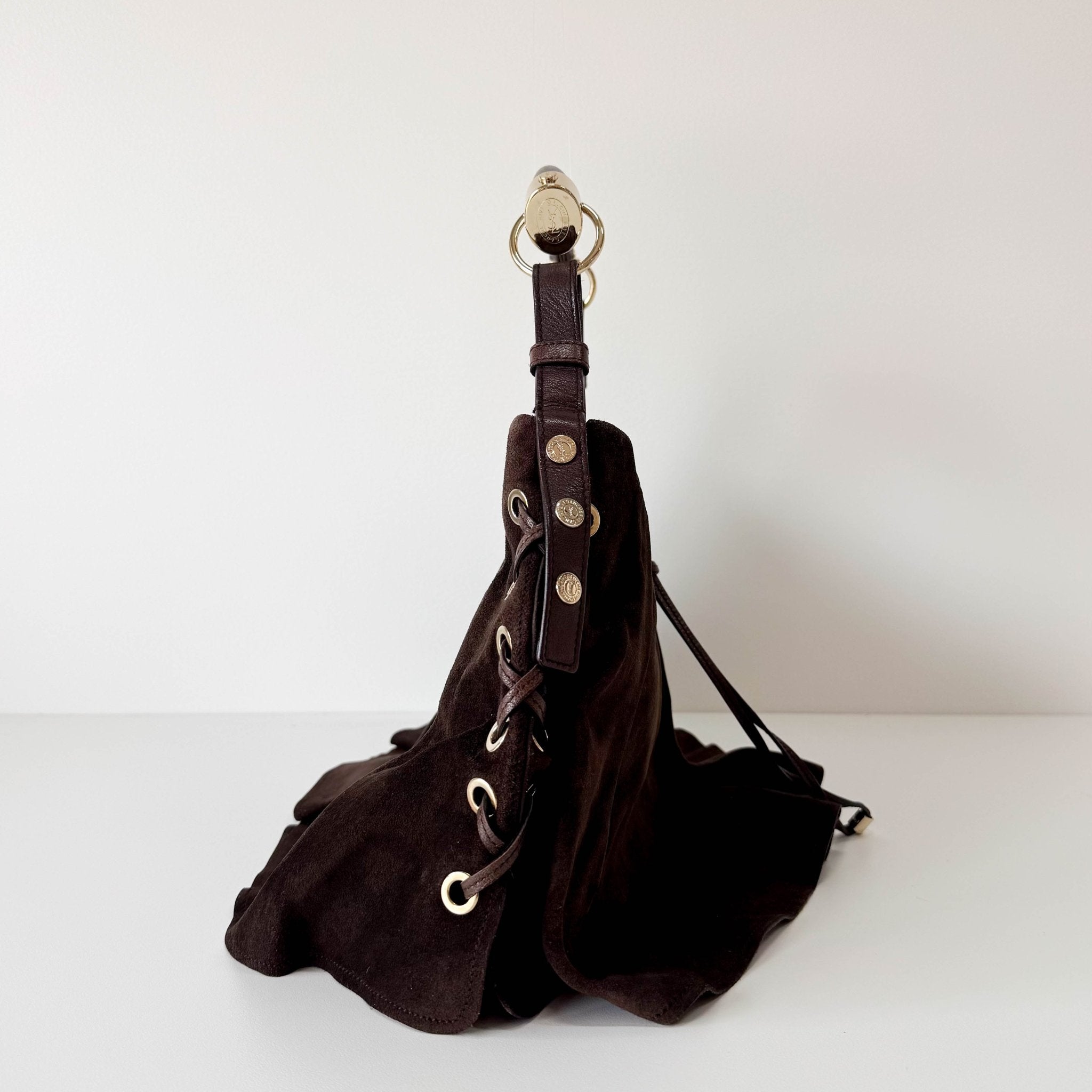 SAINT LAURENT YSL rive gauche Mombasa Brown Suede Shoulder Bag, in , Sold by HIVE PRELOVED - Shoulder Bags, ,