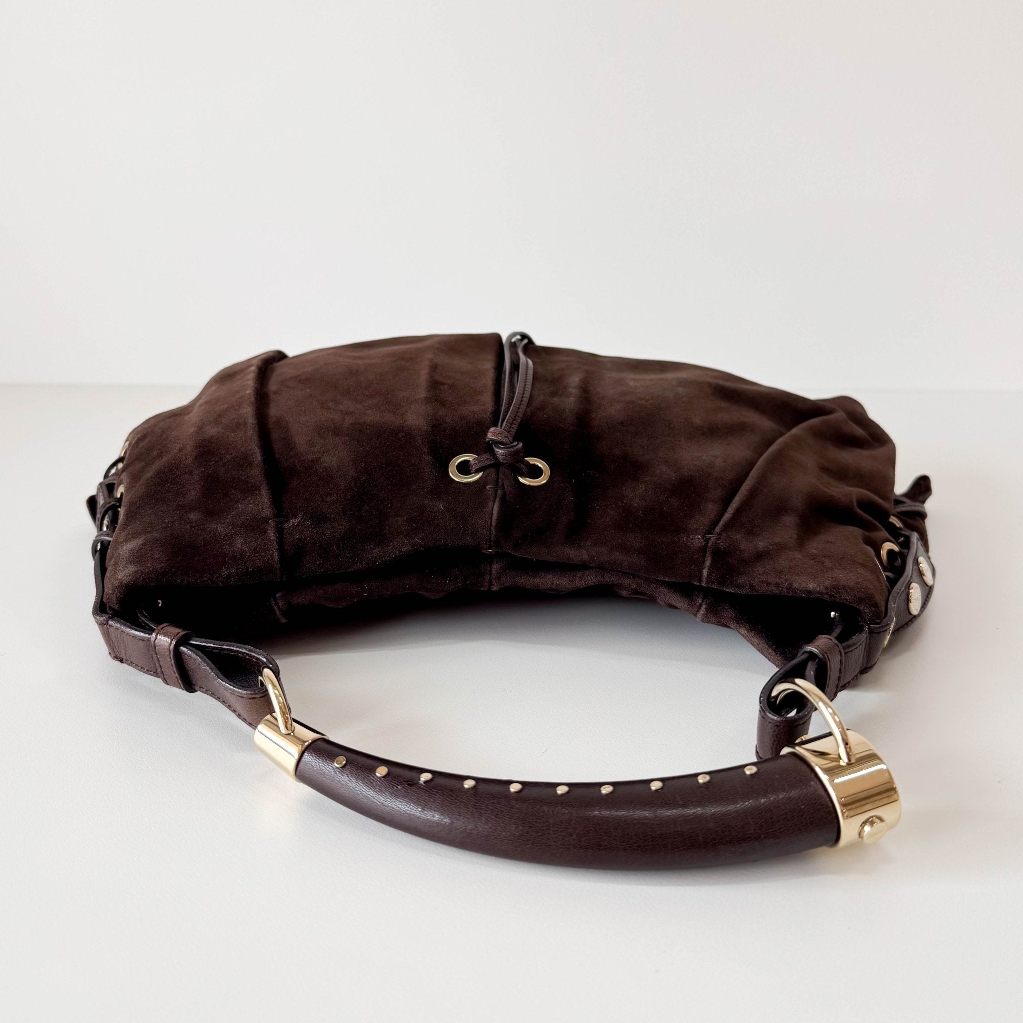 SAINT LAURENT YSL rive gauche Mombasa Brown Suede Shoulder Bag, in , Sold by HIVE PRELOVED - Shoulder Bags, ,