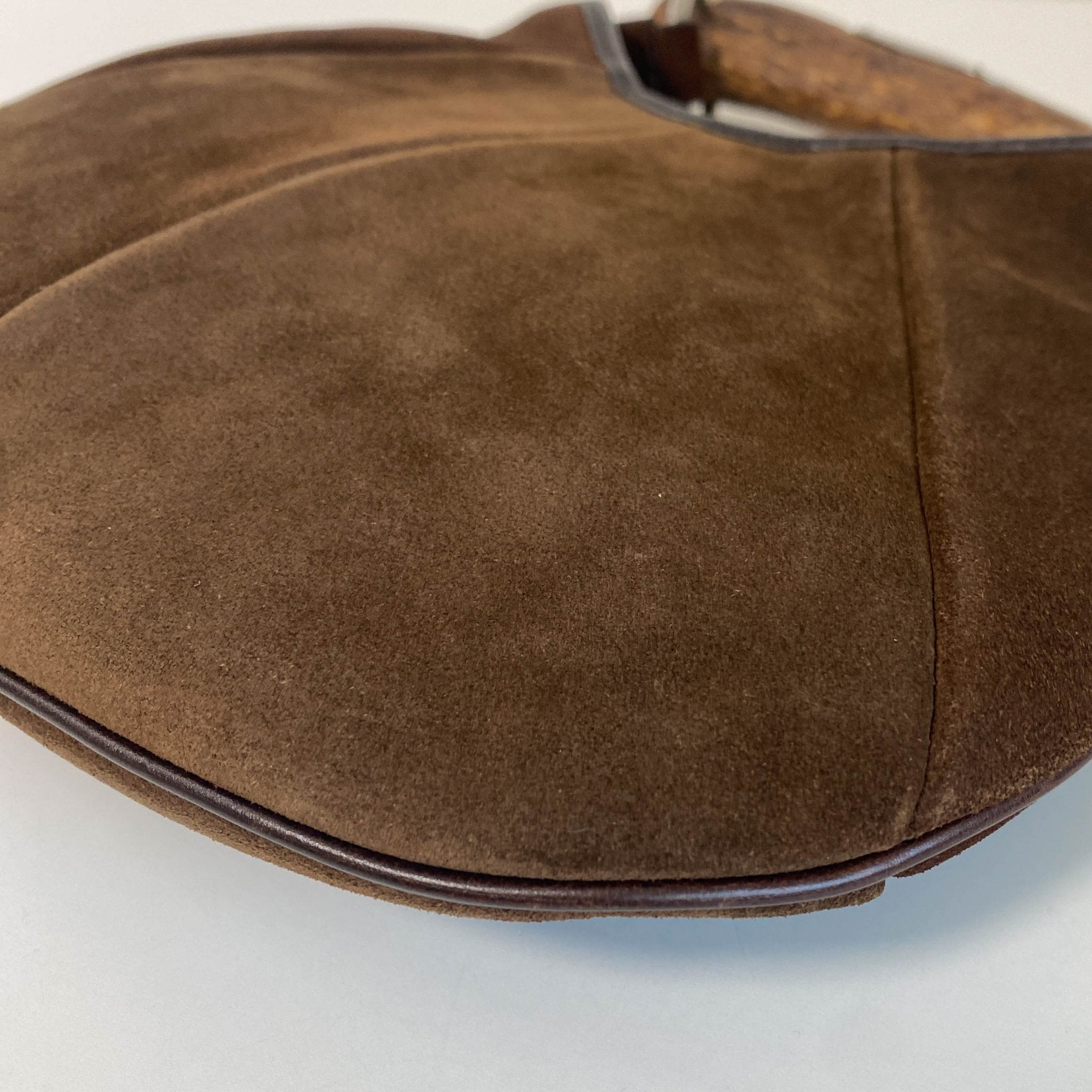 SAINT LAURENT YSL Rive Gauche Mombasa Handbag Brown Suede, in , Sold by HIVE PRELOVED - Handle Bags, ,