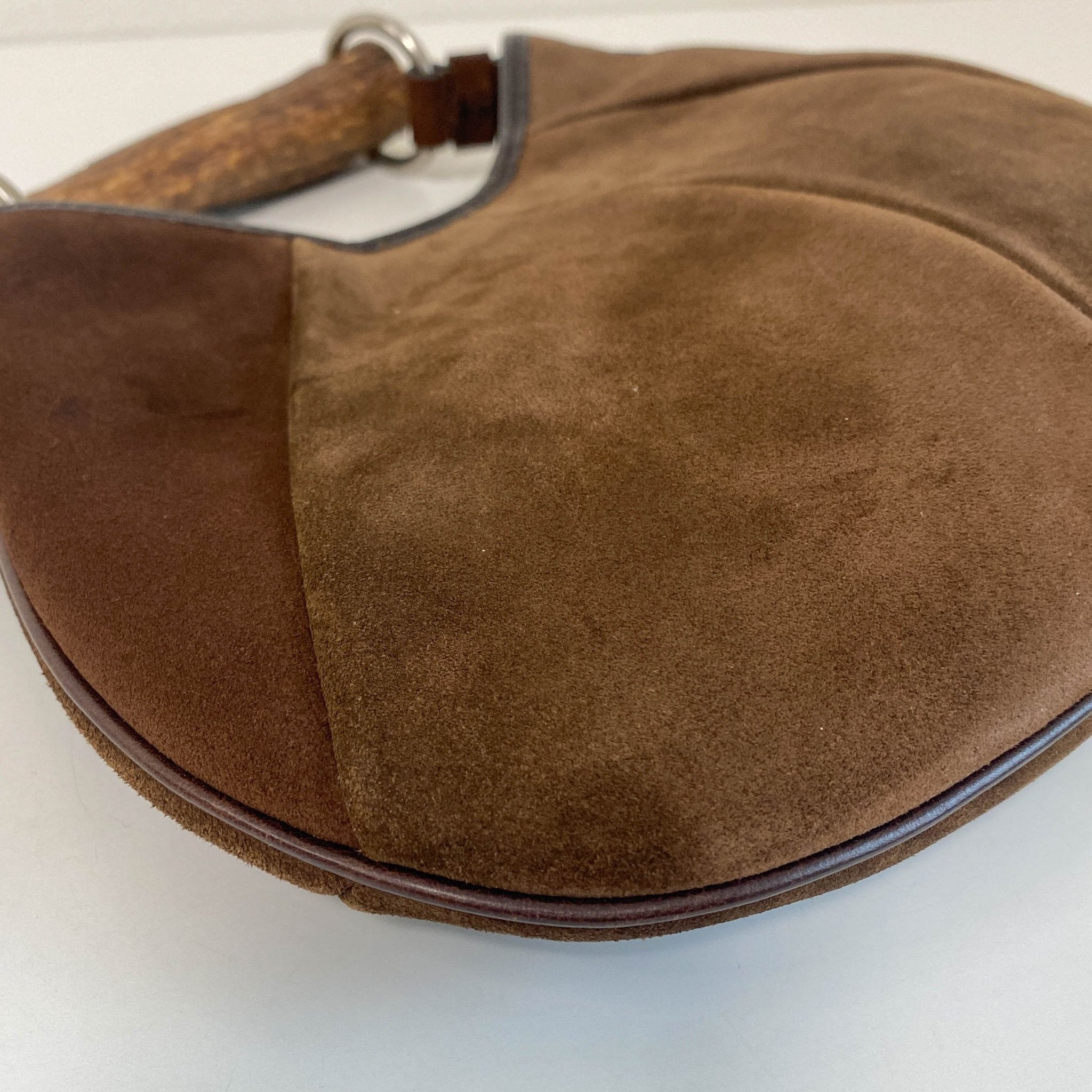 SAINT LAURENT YSL Rive Gauche Mombasa Handbag Brown Suede, in , Sold by HIVE PRELOVED - Handle Bags, ,