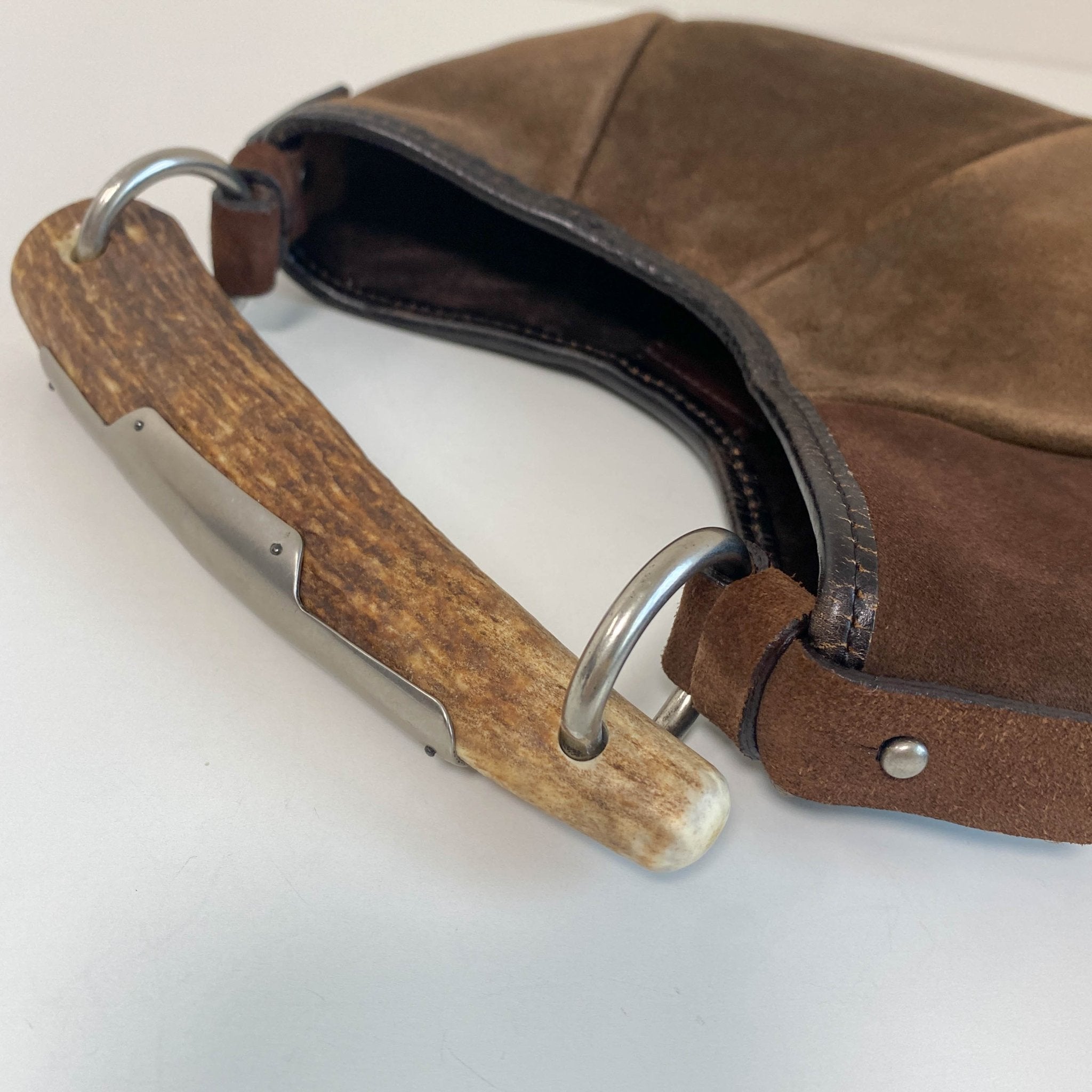 SAINT LAURENT YSL Rive Gauche Mombasa Handbag Brown Suede, in , Sold by HIVE PRELOVED - Handle Bags, ,