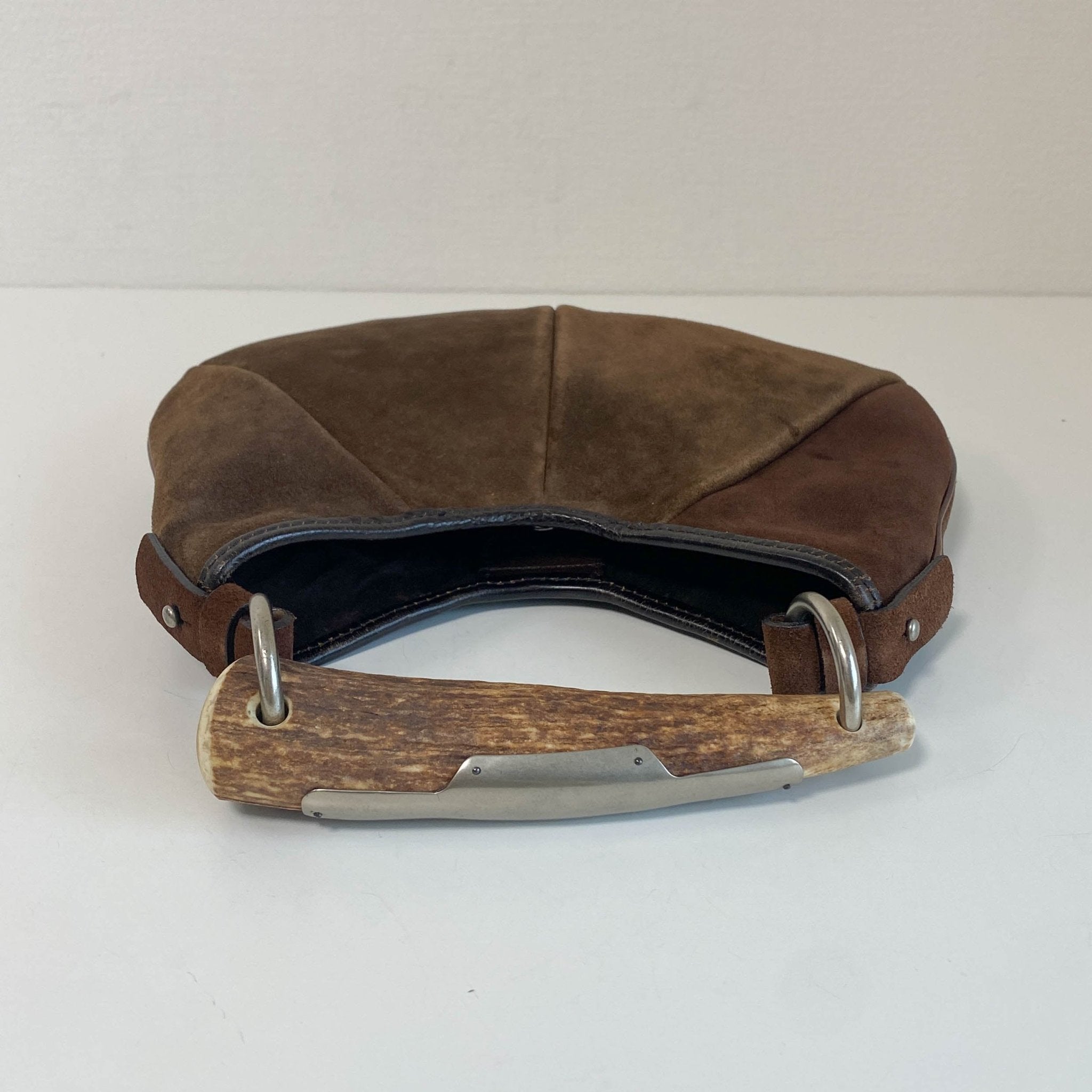 SAINT LAURENT YSL Rive Gauche Mombasa Handbag Brown Suede, in , Sold by HIVE PRELOVED - Handle Bags, ,