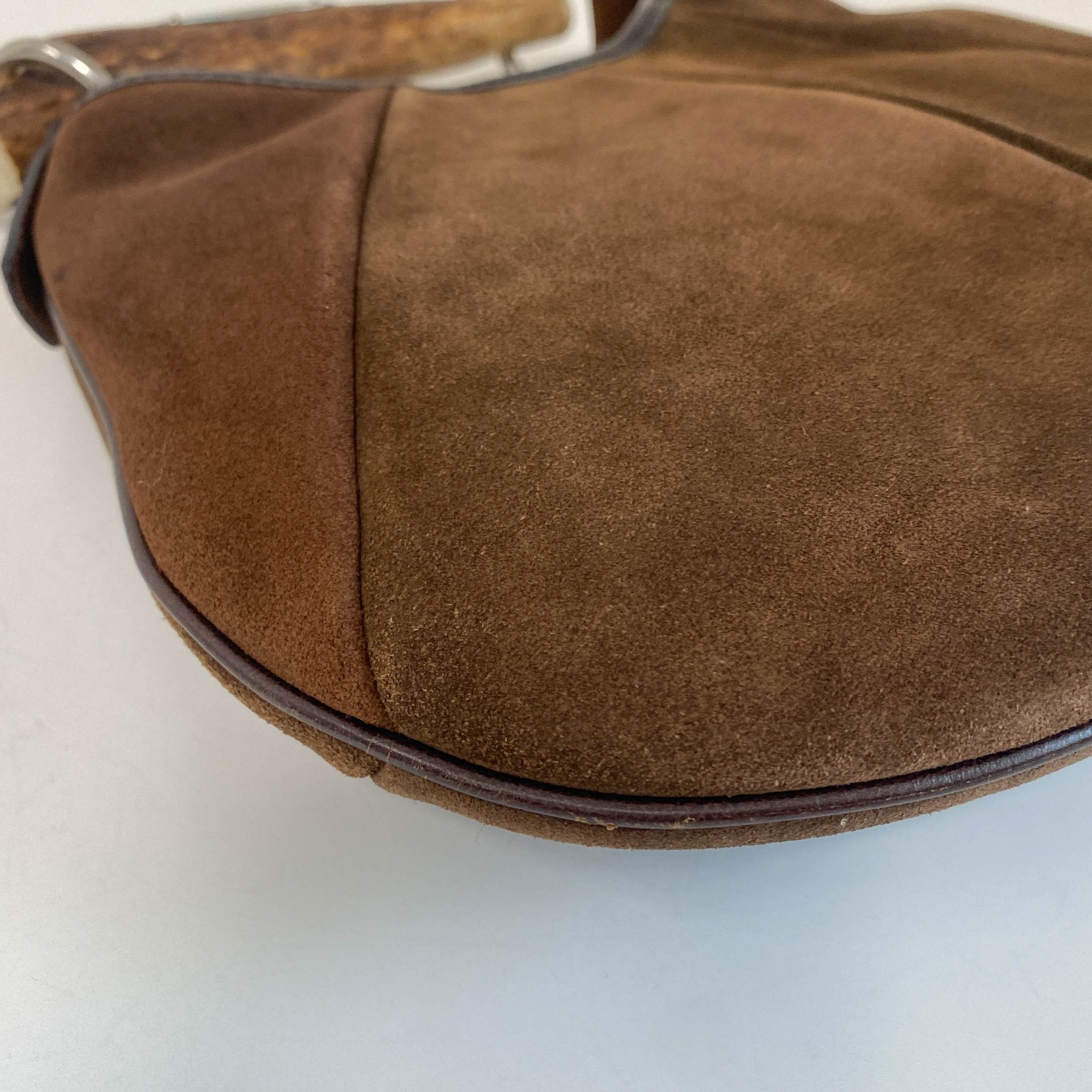 SAINT LAURENT YSL Rive Gauche Mombasa Handbag Brown Suede, in , Sold by HIVE PRELOVED - Handle Bags, ,