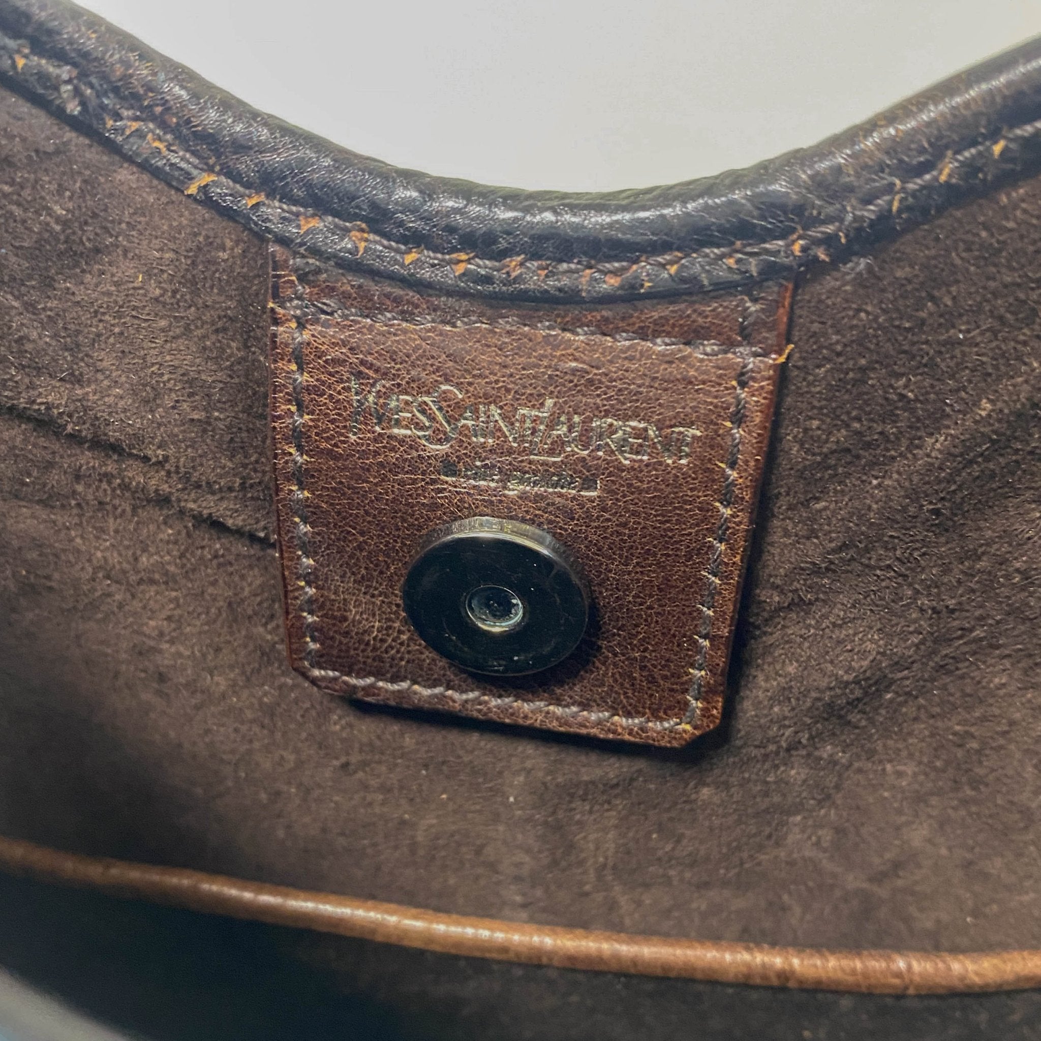 SAINT LAURENT YSL Rive Gauche Mombasa Handbag Brown Suede, in , Sold by HIVE PRELOVED - Handle Bags, ,