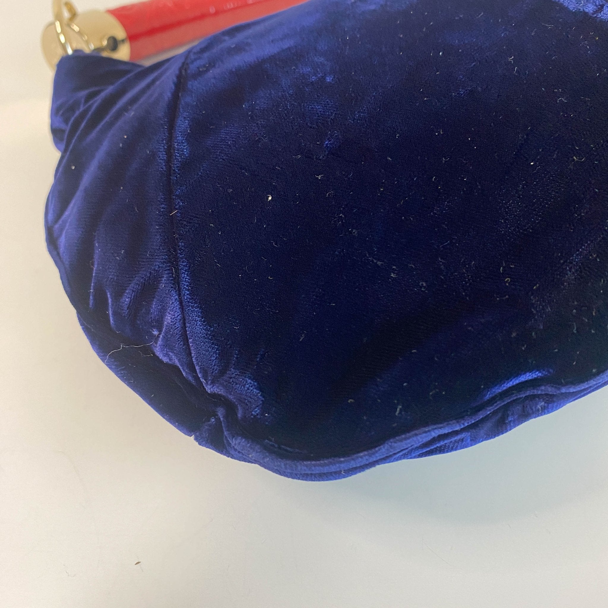 SAINT LAURENT YSL Rive Gauche Mombasa Handbag Red Handle Royal Suede, in , Sold by HIVE PRELOVED - Handle Bags, ,