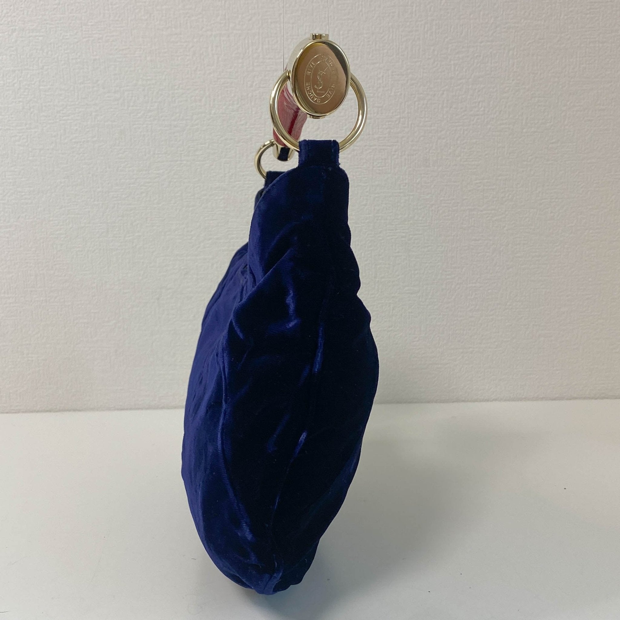 SAINT LAURENT YSL Rive Gauche Mombasa Handbag Red Handle Royal Suede, in , Sold by HIVE PRELOVED - Handle Bags, ,