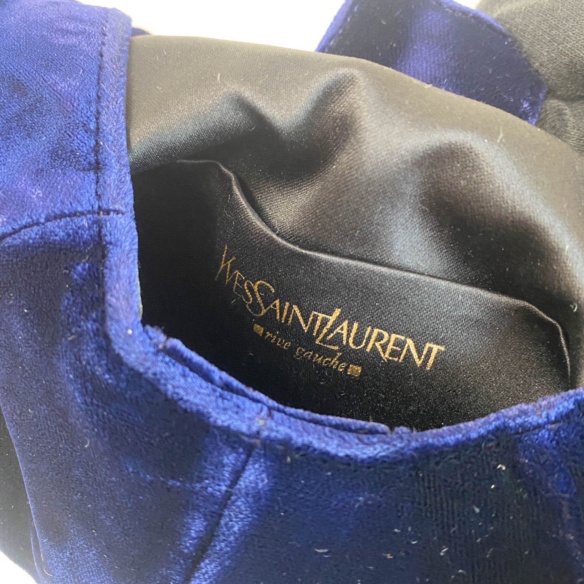 SAINT LAURENT YSL Rive Gauche Mombasa Handbag Red Handle Royal Suede, in , Sold by HIVE PRELOVED - Handle Bags, ,