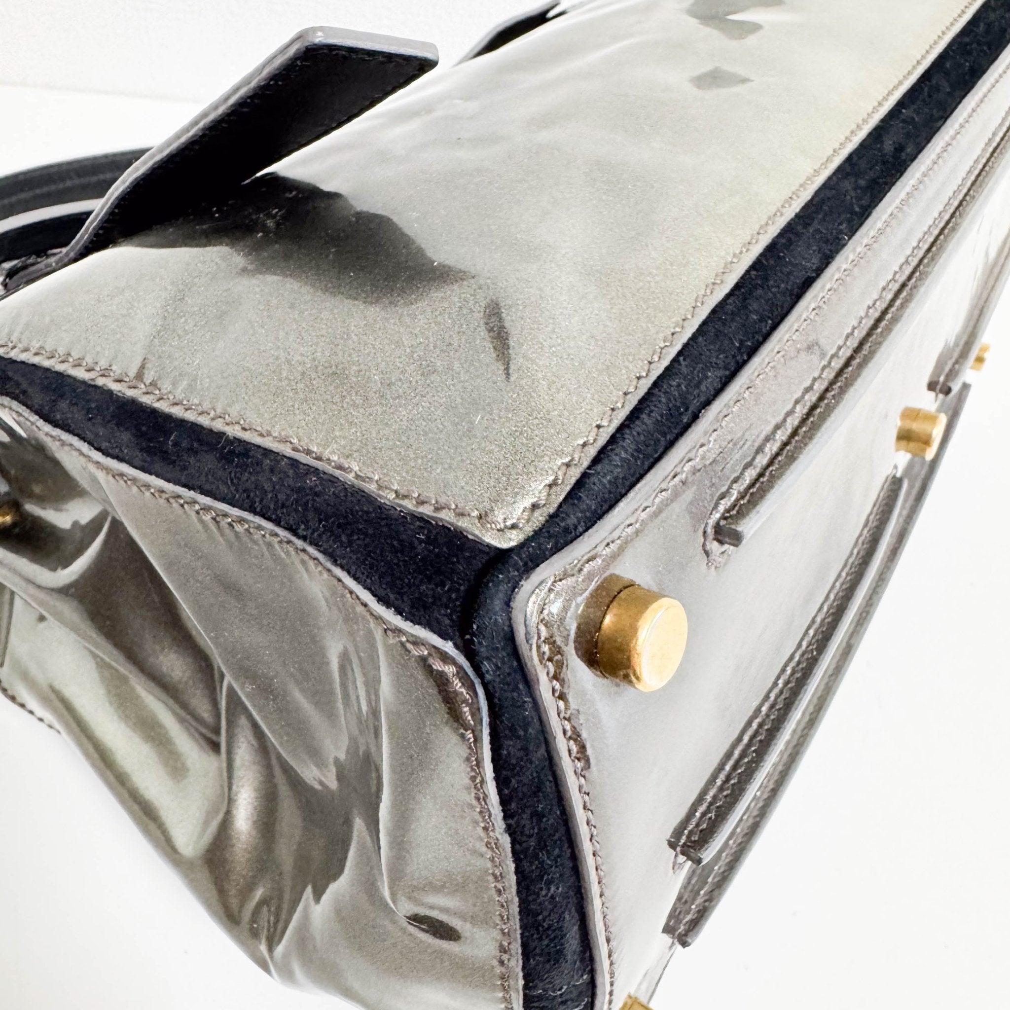 SAINT LAURENT YSL Sac Muse Two Gold Patent Leather Hand Bag, in , Sold by HIVE PRELOVED - Handle Bags, ,