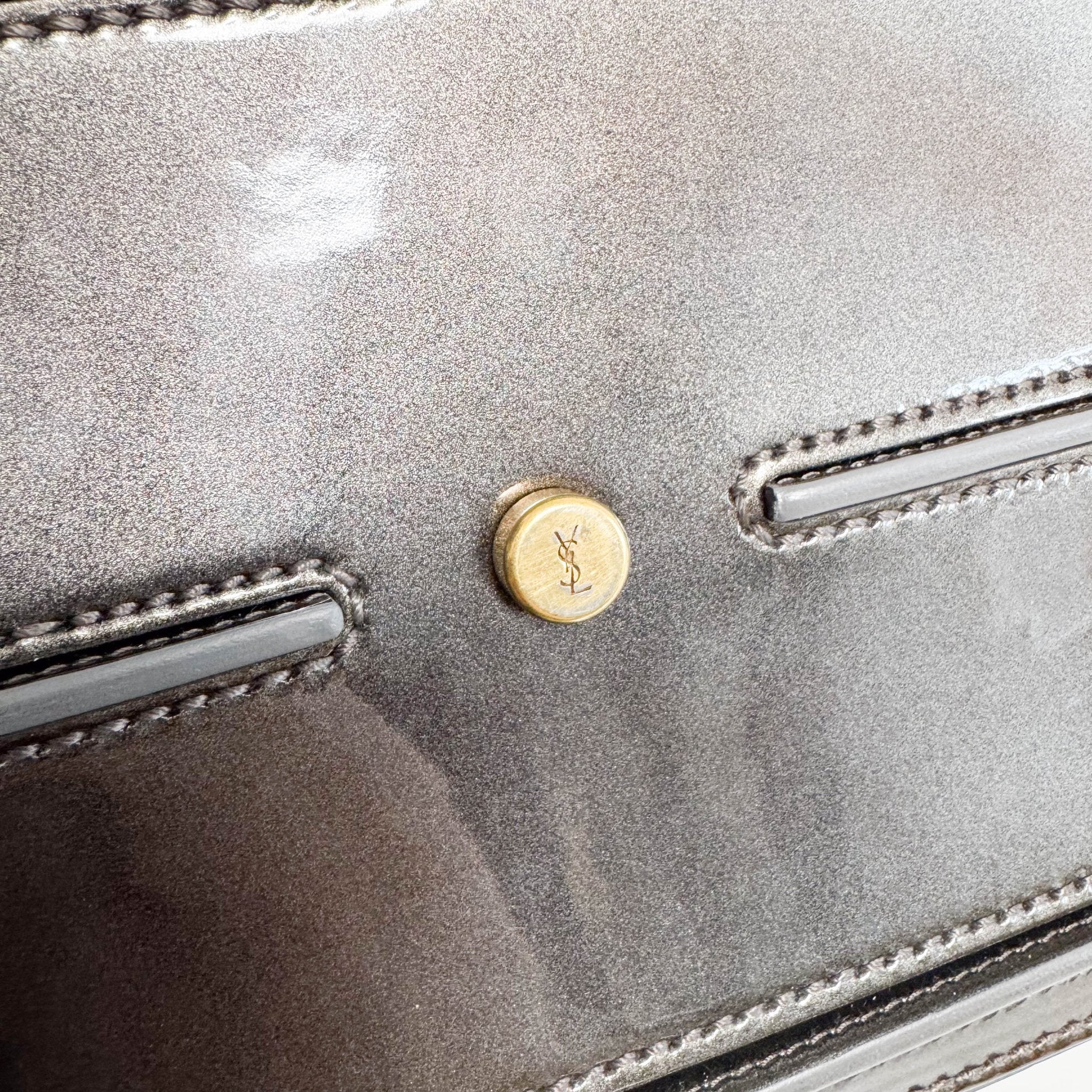 SAINT LAURENT YSL Sac Muse Two Gold Patent Leather Hand Bag, in , Sold by HIVE PRELOVED - Handle Bags, ,