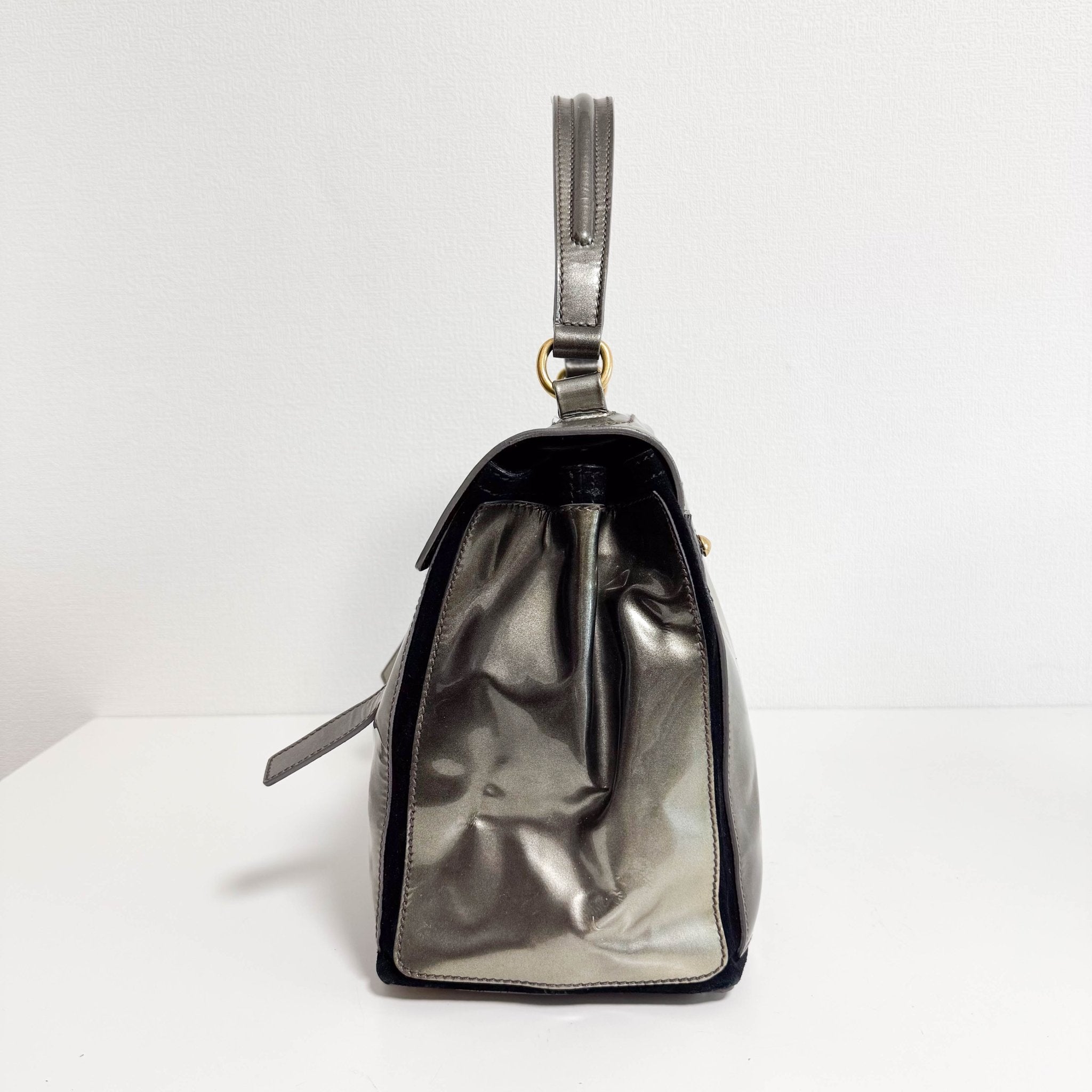 SAINT LAURENT YSL Sac Muse Two Gold Patent Leather Hand Bag, in , Sold by HIVE PRELOVED - Handle Bags, ,