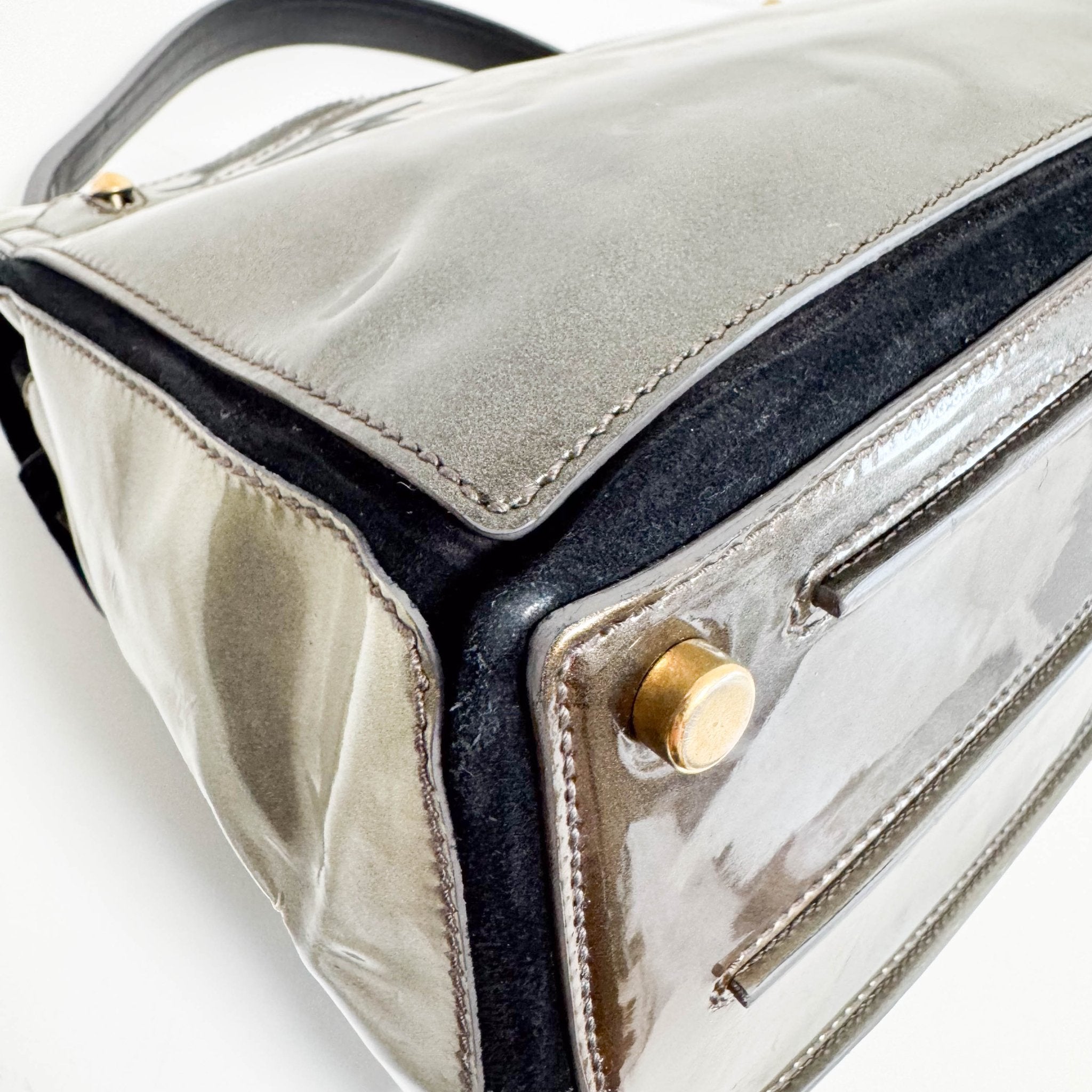 SAINT LAURENT YSL Sac Muse Two Gold Patent Leather Hand Bag, in , Sold by HIVE PRELOVED - Handle Bags, ,