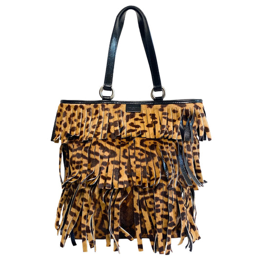 SAINT LAURENT Yves Saint Laurent Vintage Leopard Print Pony Hair Tote, in , Sold by HIVE PRELOVED - Totes, ,